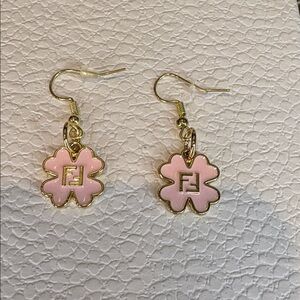 Fendi pink Floral Earrings gold plated